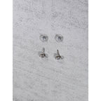 Vintage Oval Clear Rhinestone Stud Earrings Gold Tone