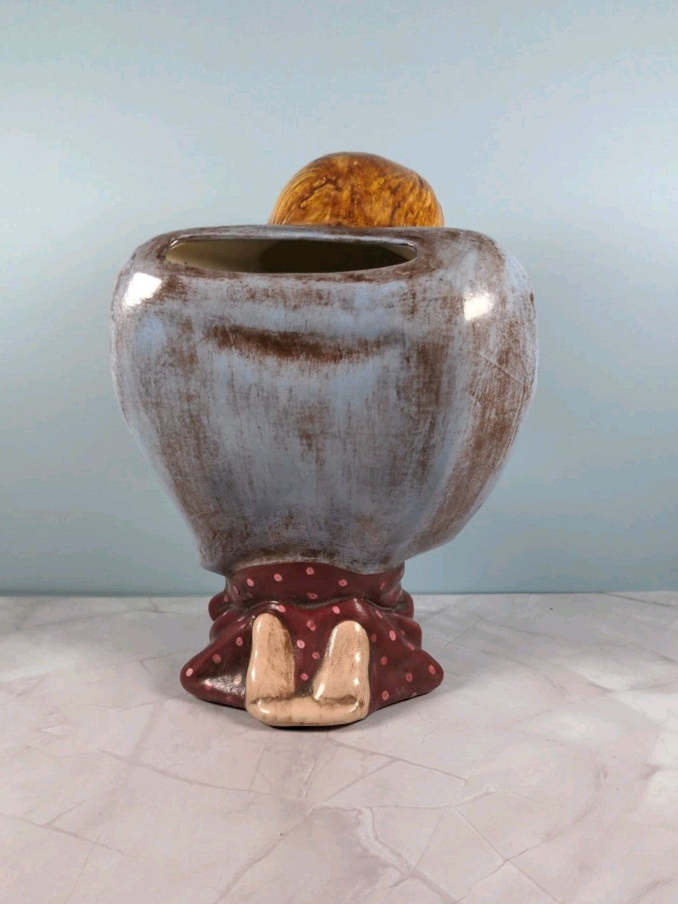 Vintage Kneeling Angel Ceramic Planter Vase 7.5″ Tall Rustic Home Decor