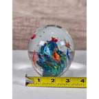 Glass Paperweight Aquatic Scene Fish Swirls Art Hand Blown