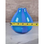 Hand Blown Cased Glass Vase Blue Purple Striped Circus Tent Pattern