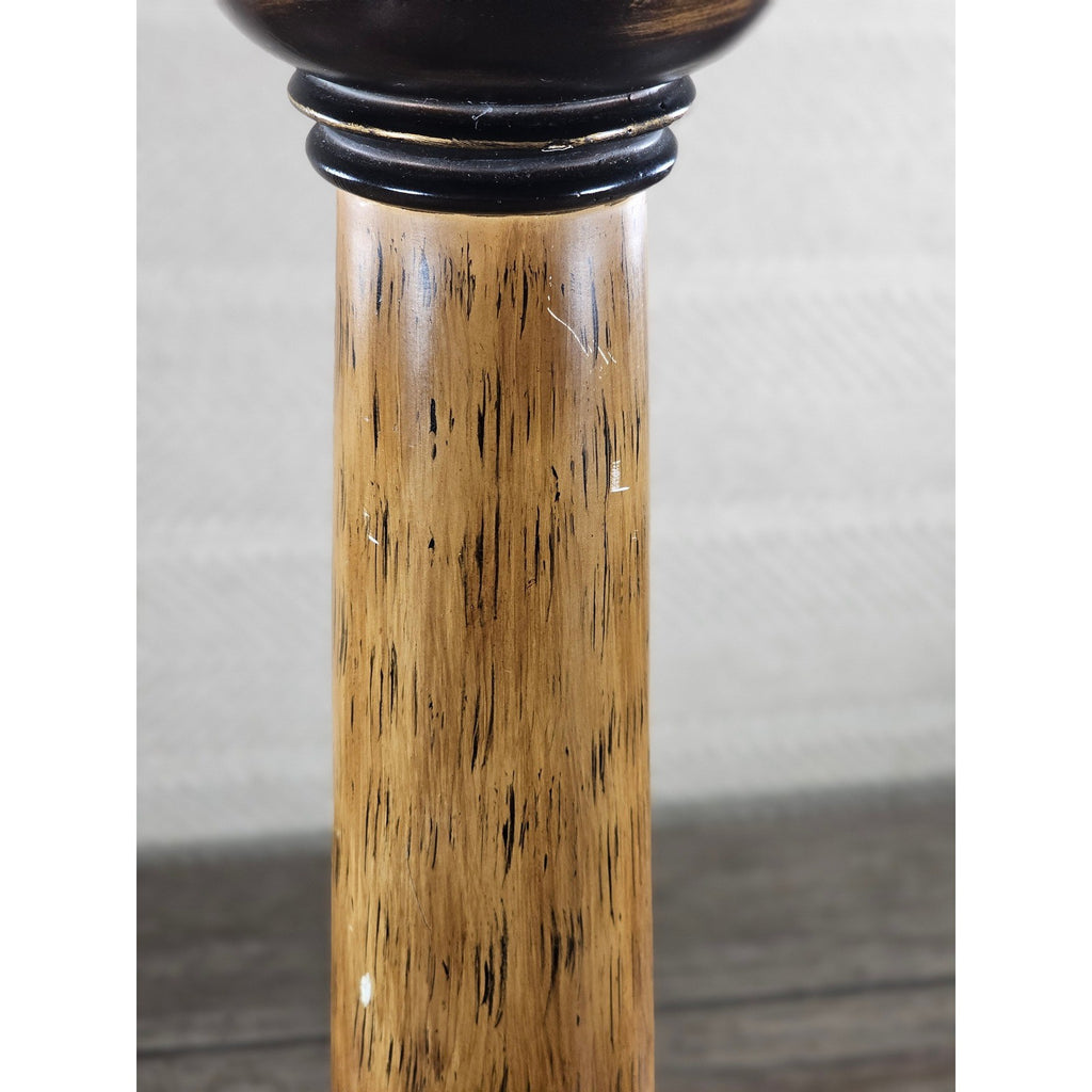 Vintage Wood Table Lamp 30" Tall Black Gold Distressed Base