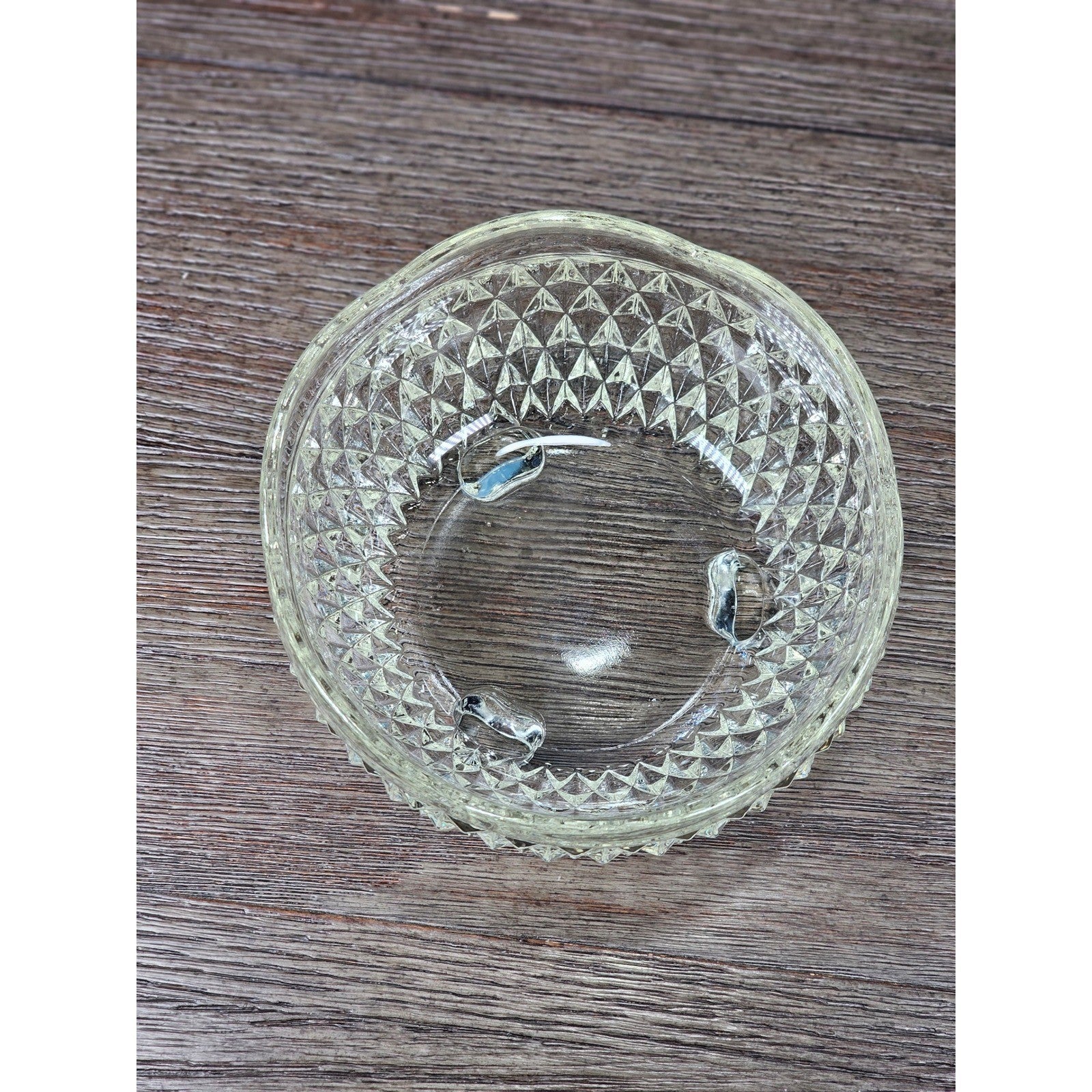 Vintage Pressed Glass Footed Bowl Heart Rim Clear Glass Candy Dish