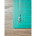 Vintage Sterling Silver Figural Pendant Blue Stone Dangle Necklace