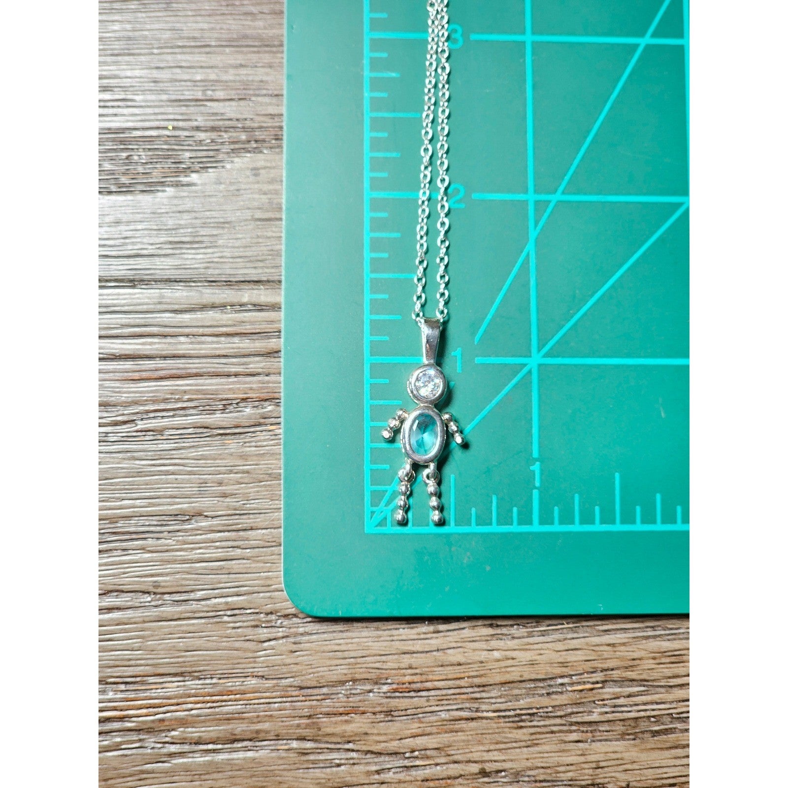 Vintage Sterling Silver Figural Pendant Blue Stone Dangle Necklace