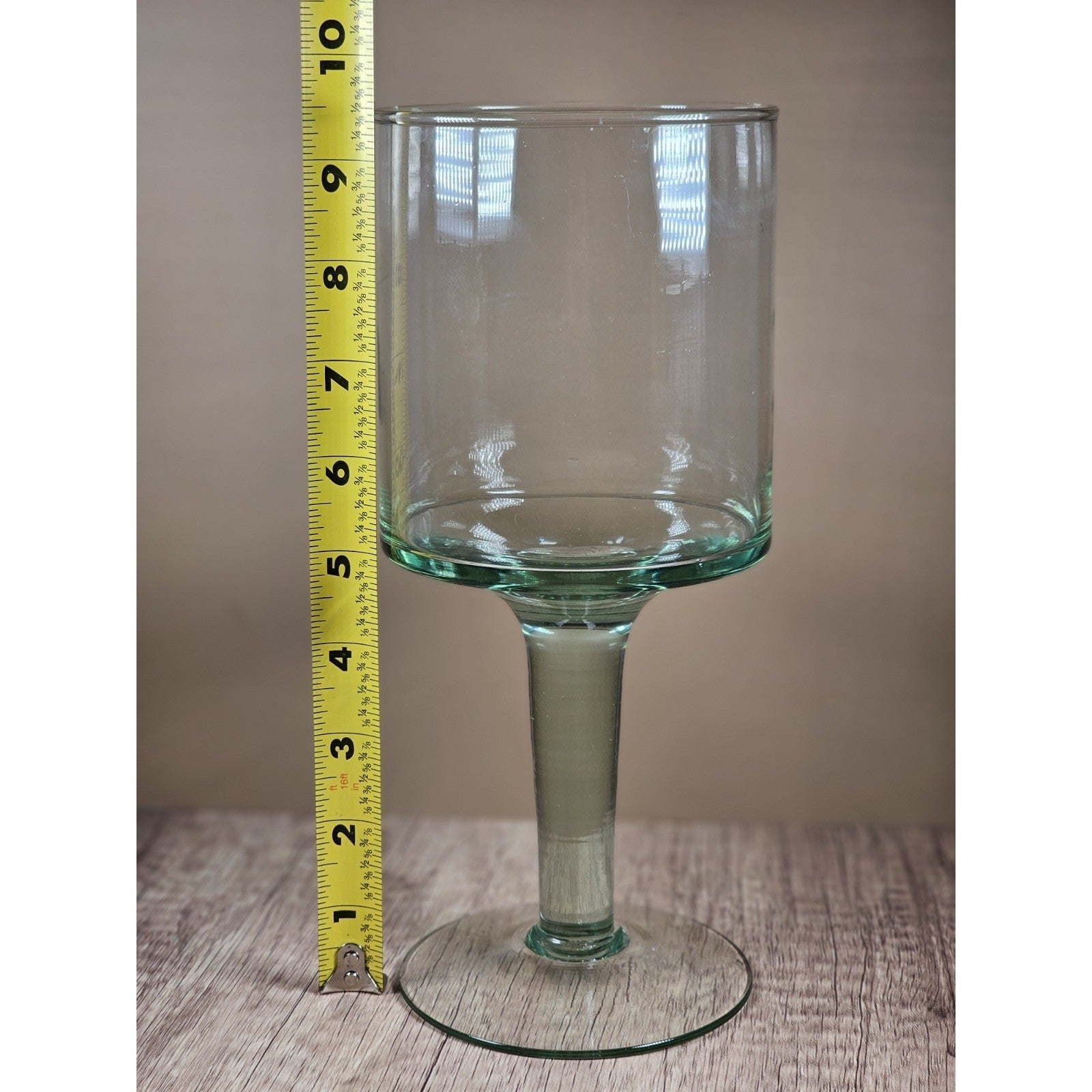 Vintage Clear Glass Hurricane Candle Holder Pedestal Vase 9.5" x 4"