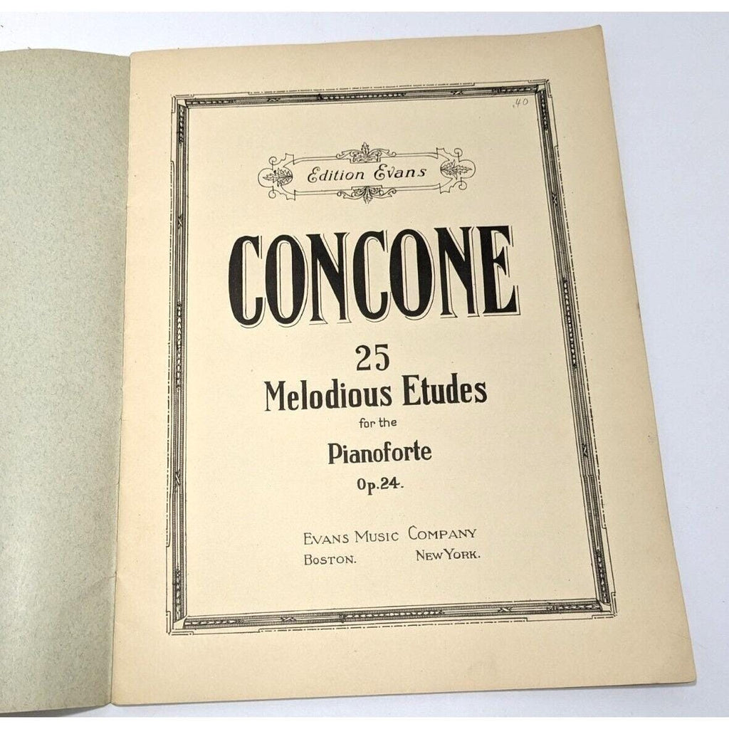 Concone 25 Melodious Etudes Op 24 Piano Book Evans Edition