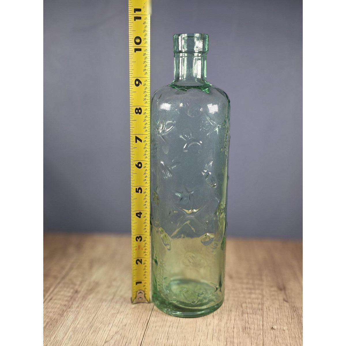 Vintage Blown Glass Bottle Seahorse Starfish Coastal Decor 10.5