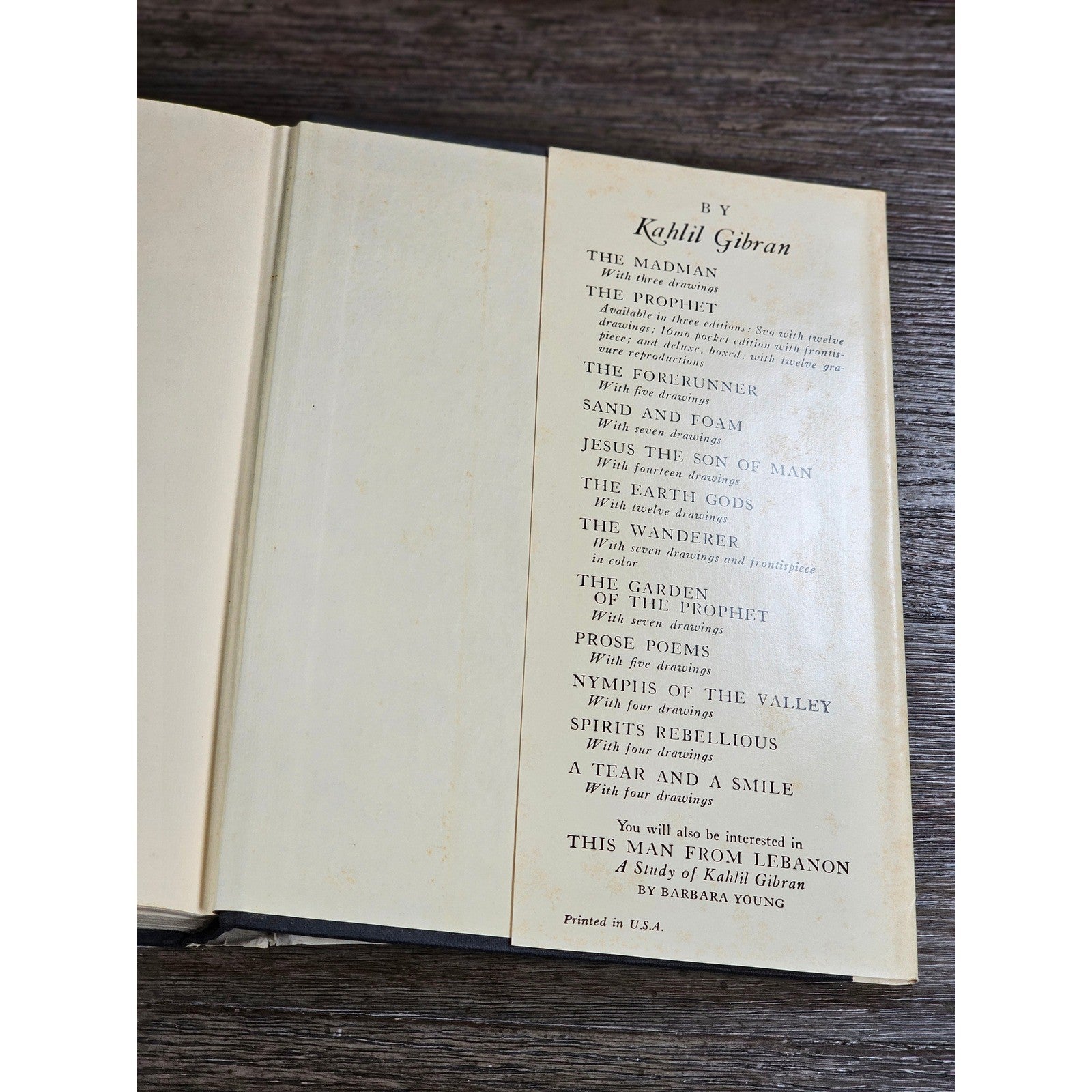 A Tear and a Smile Kahlil Gibran 1969 Knopf HC w Dust Jacket