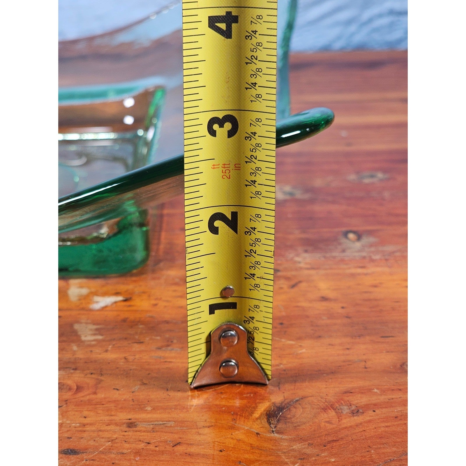 Vintage Green Glass Square Serving Dish Wavy Edge Plate Mid Century