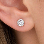 Vintage Oval Clear Rhinestone Stud Earrings Gold Tone