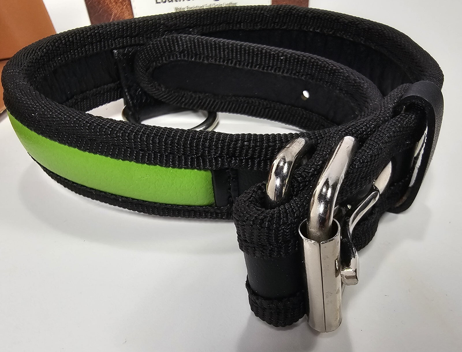 Logical Leather  Dog Collar Size Medium Green