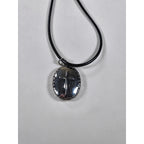 Vintage Madonna Pendant Necklace Blue Green Oval Religious Charm