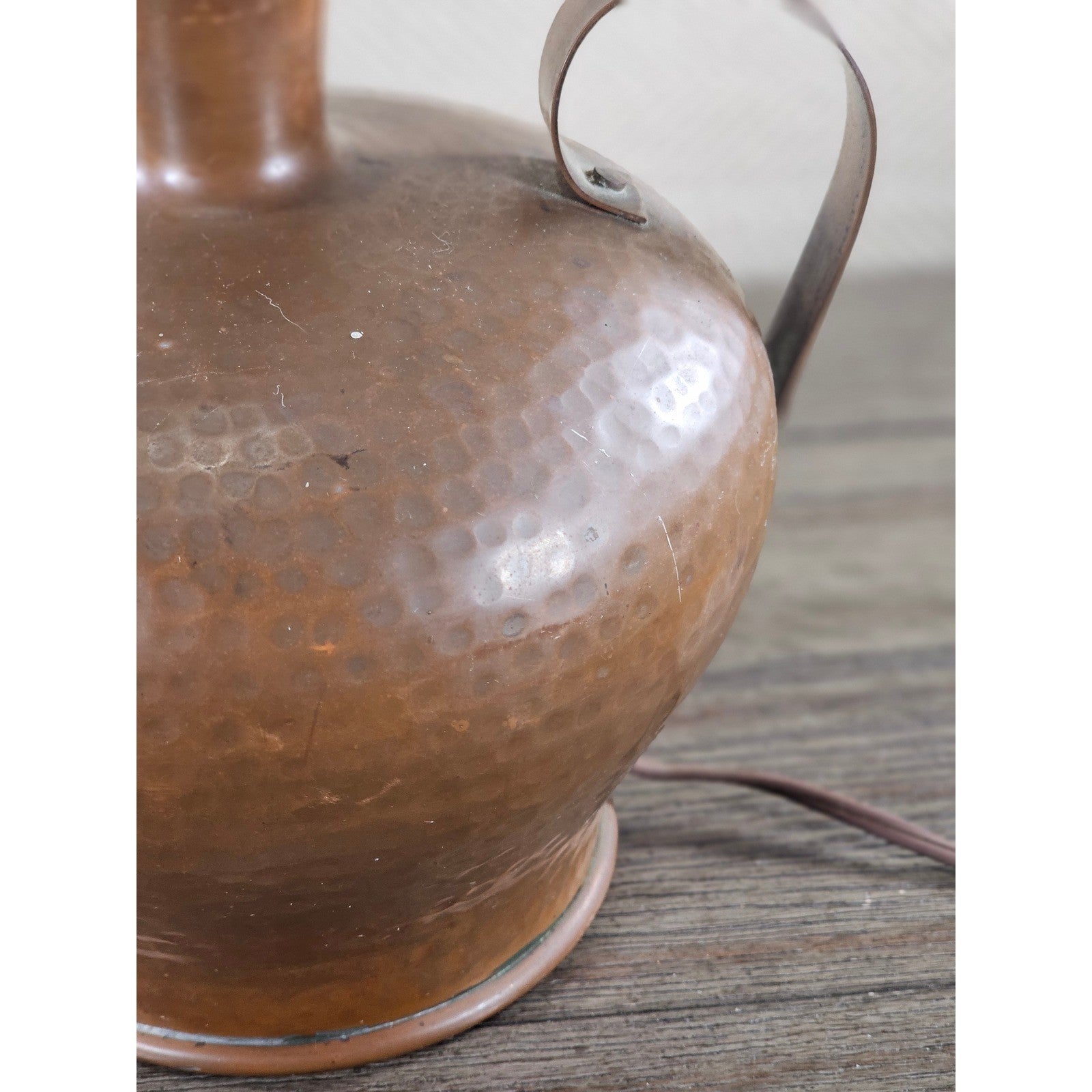 Vintage Hammered Copper Table Lamp 25" Rustic Mid Century Base