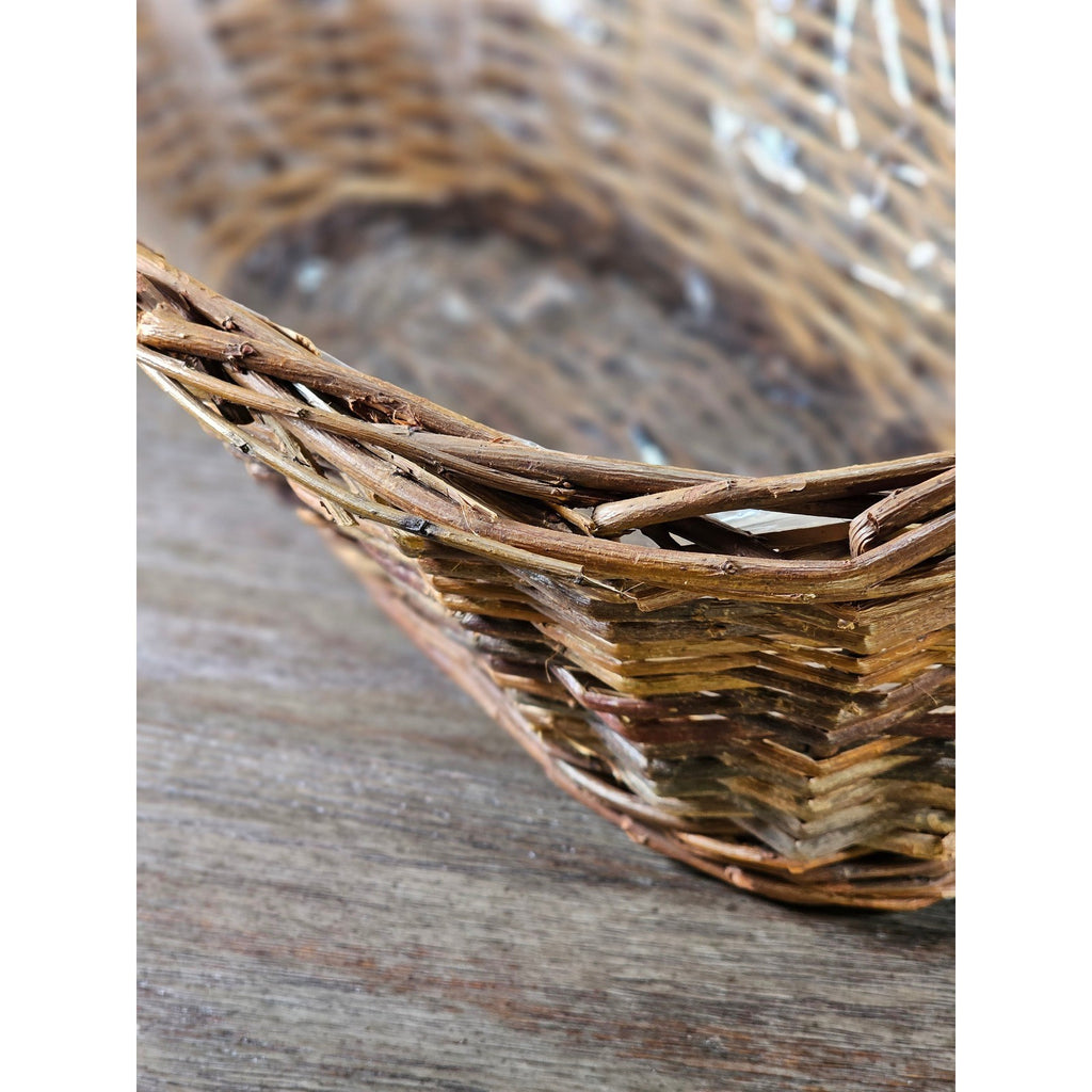 Vintage Wicker Basket with Plastic Liner – Rustic Storage Planter Basket