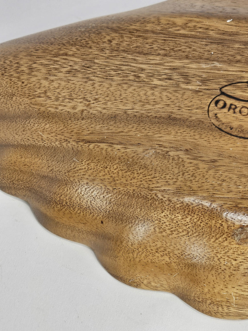 Monkey Pod Wood 13.5" Bowl seashell scalloped Serving Trinket Nut Dish Orobilt