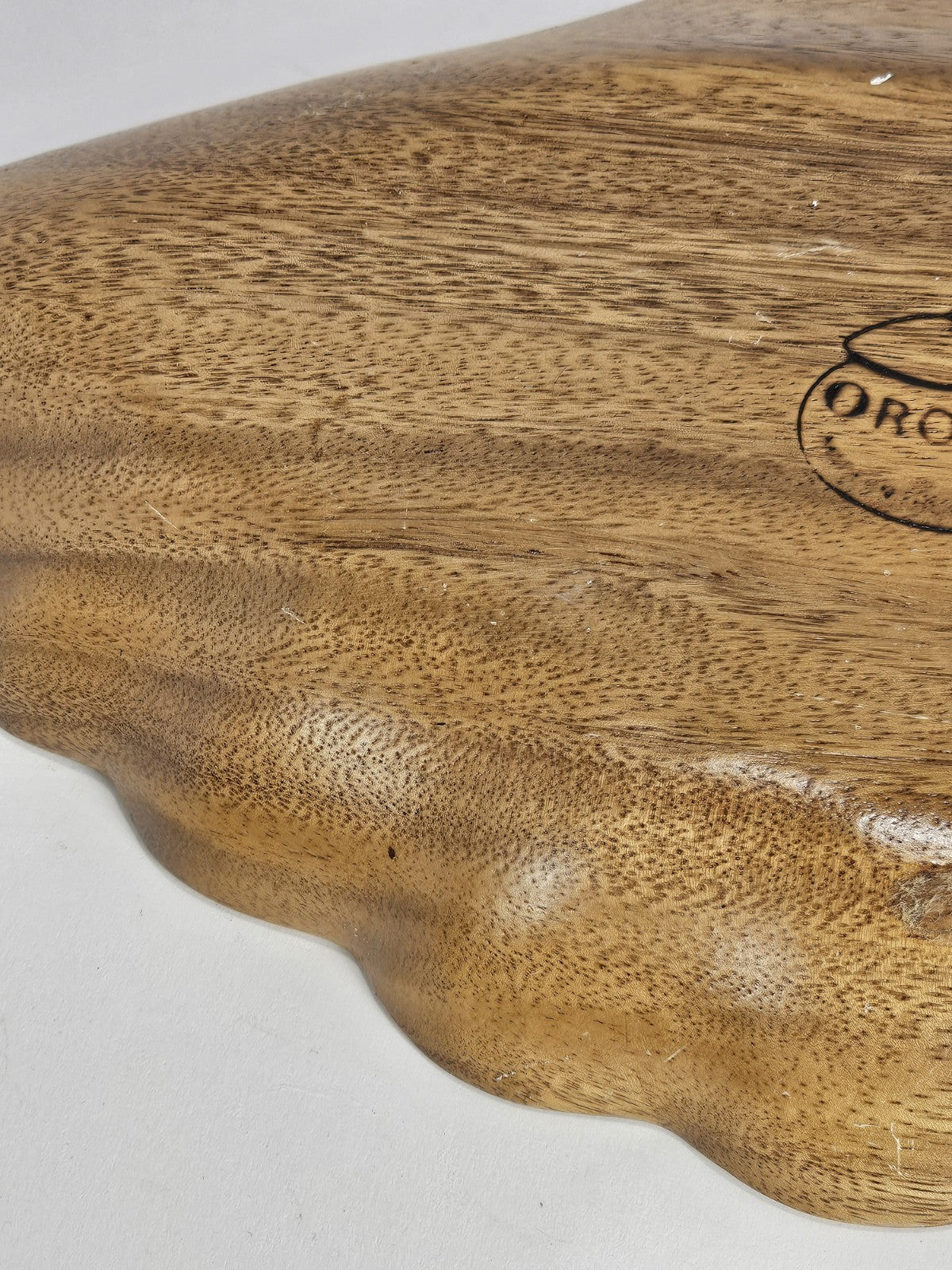 Monkey Pod Wood 13.5" Bowl seashell scalloped Serving Trinket Nut Dish Orobilt