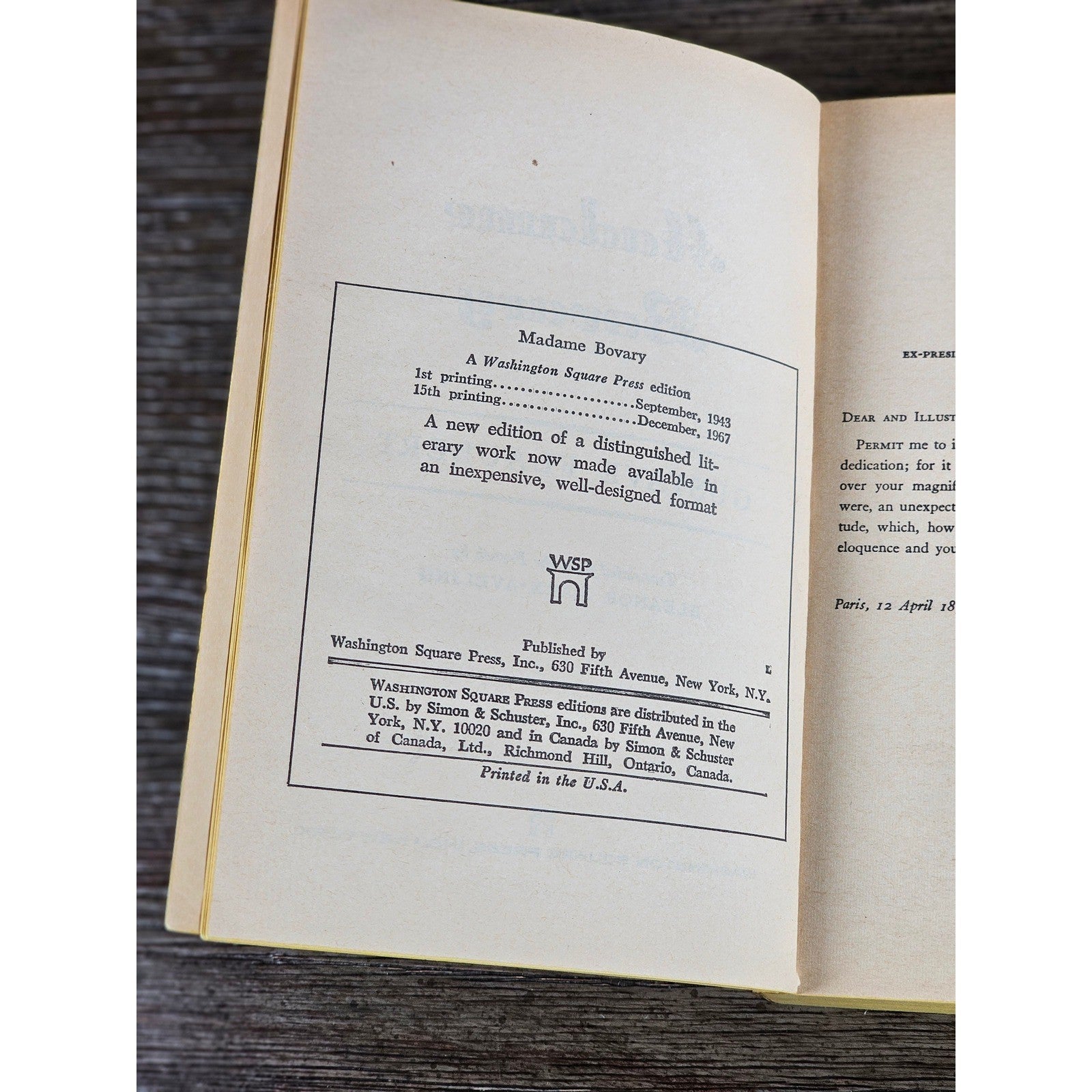 Vintage Madame Bovary Paperback – Gustave Flaubert – Washington Square Press