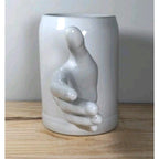 Vintage Gerz West Germany White Beer Stein Sculptural Hand Handle