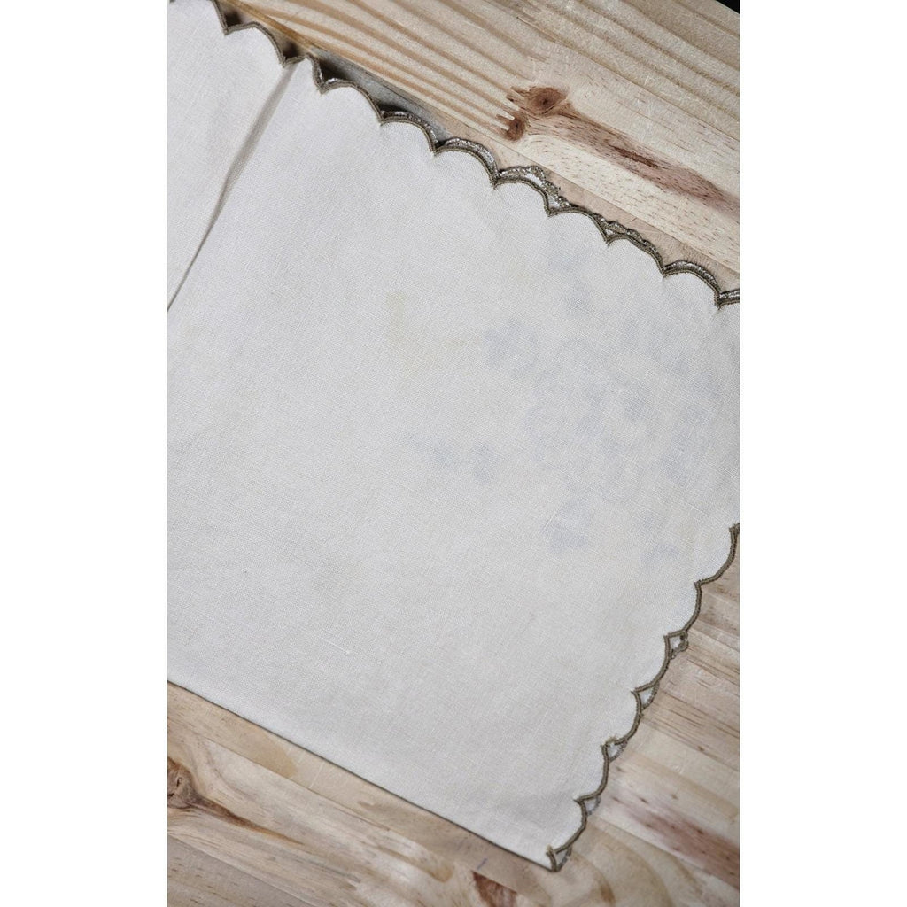 Vintage 1940s Linen Napkin Floral Cutwork Embroidery 16" Square