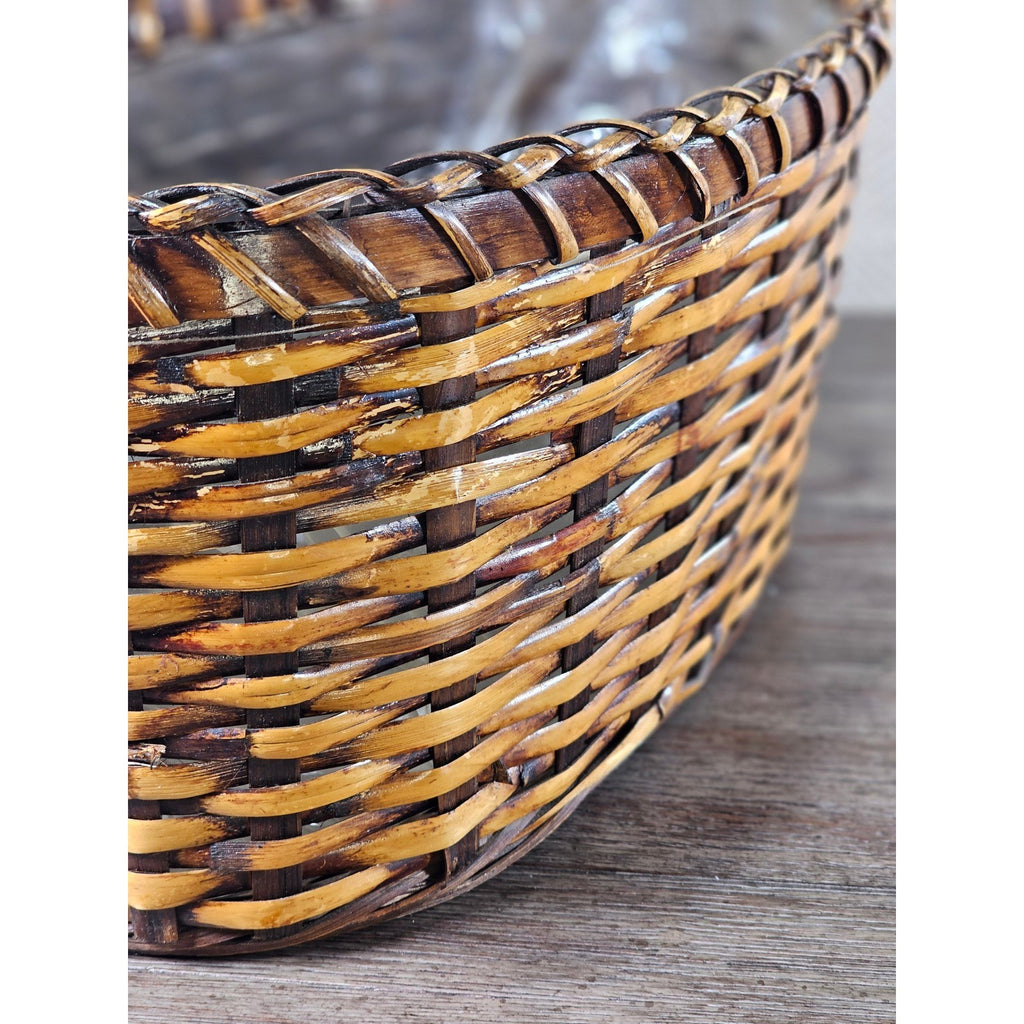 Vintage Woven Basket with Plastic Liner – Rustic Storage or Planter Basket
