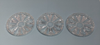 Set of 3 Cut Glass Flower Drink Coasters 3-3/4" diameter