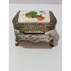 Vintage Silver Plated Trinket Box Red Felt Japan