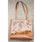 Patricia Nash Toscano Leather Tote Floral Tobacco Brown Handbag
