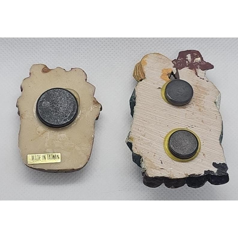 Vintage Resin Magnet Set Man Woman Heart Apple Sack Fridge Magnets