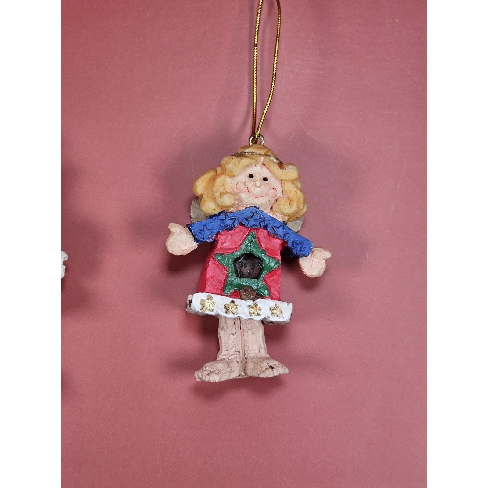 Vintage Christmas Ornaments Snowman Angel Figurines Holiday Decor Set