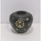 Vintage Cloisonne Mini Vase Black Floral Enamel 2.5" Collectible