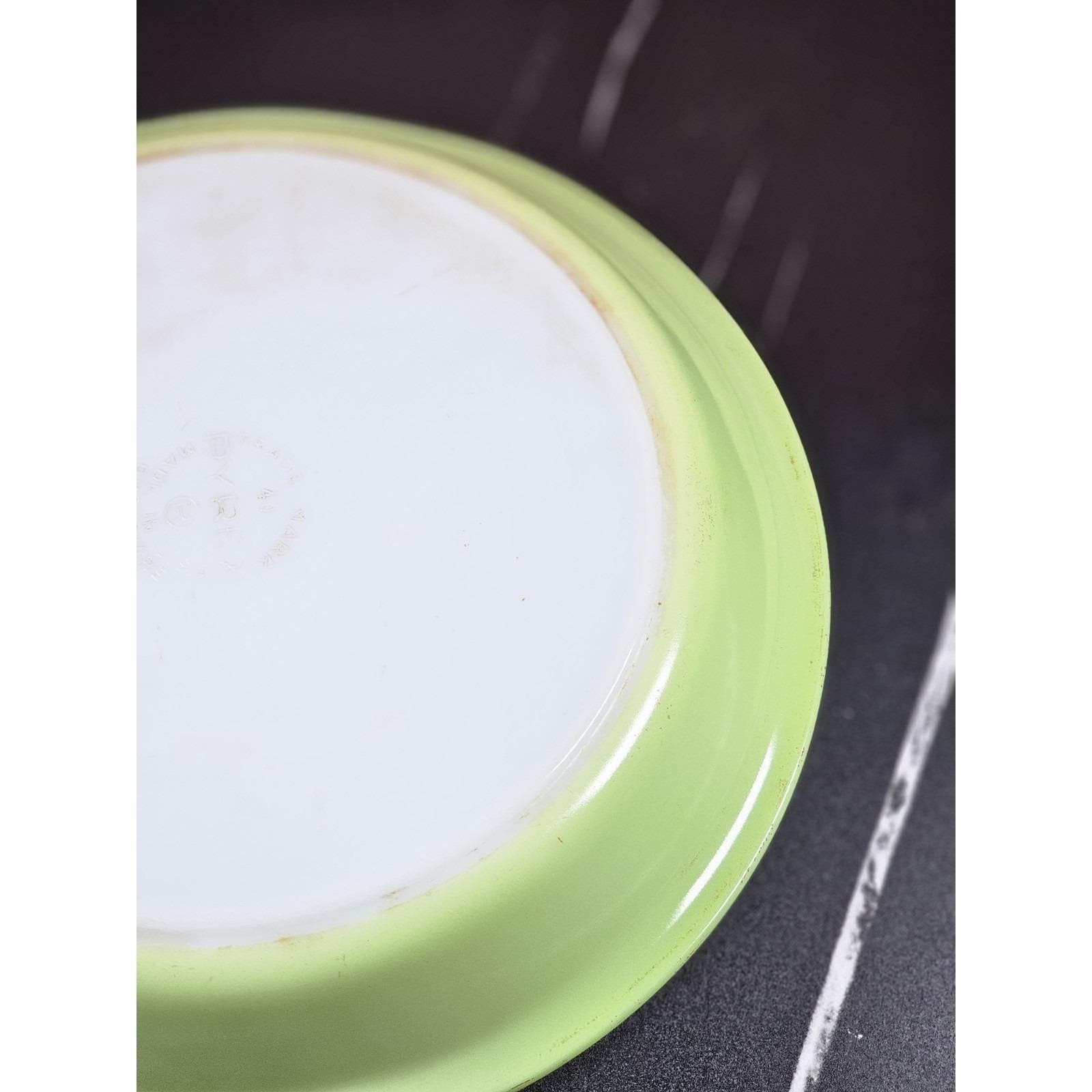 Vintage Pyrex Lime Green Pie Plate #909 Mid Century Ovenware USA