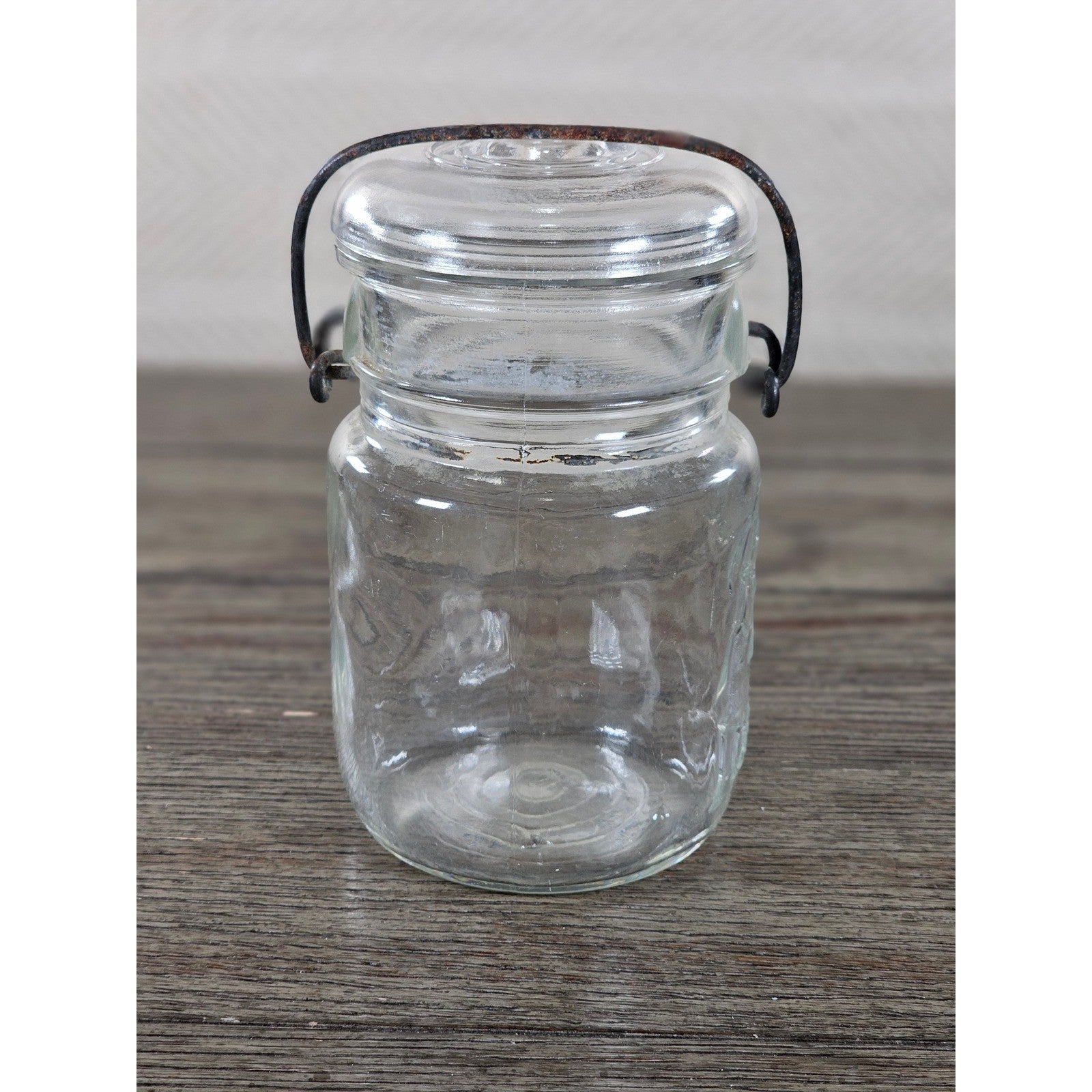 Vintage Ball Ideal Mason Jar 1 Pint Wire Bail Lid 5x3 Glass Jar