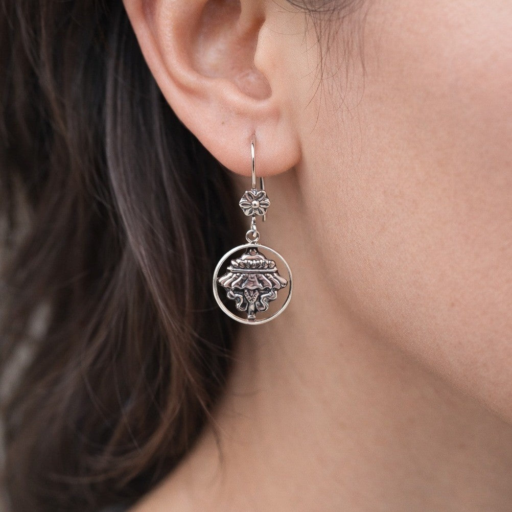 Vintage Sterling Silver Drop Earrings Ornate Dangle Design