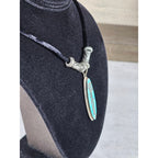 Vintage .925 Sterling Turquoise Pendant Necklace Boho Silver