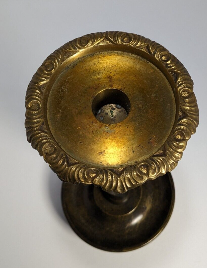 Vintage Brass Twist Candlestick Holder – 10.5" Tall Brass Taper Holder, Rustic