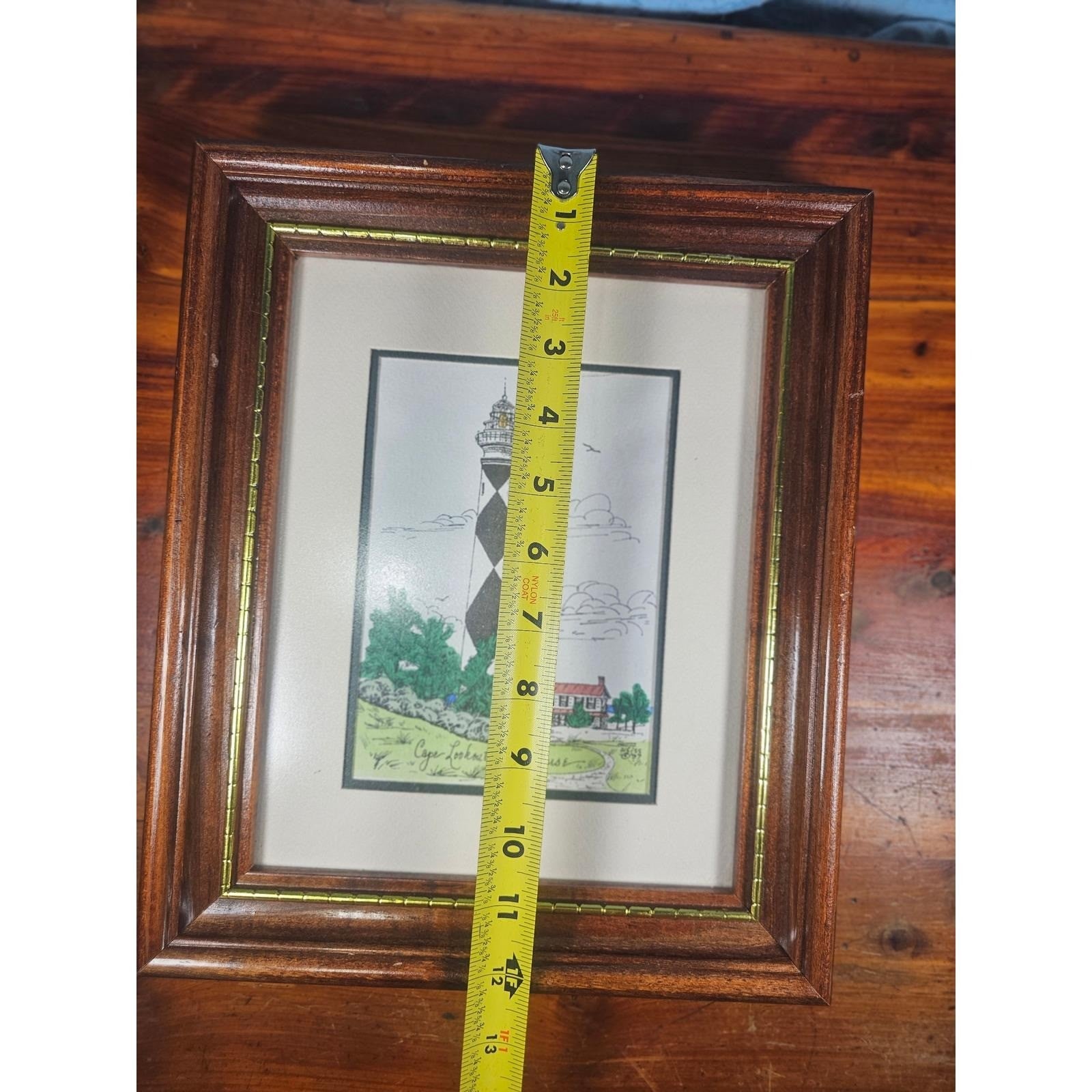 Vintage Cape Lookout Lighthouse Framed Art Print Signed Weiss 1989 Coastal Decor
