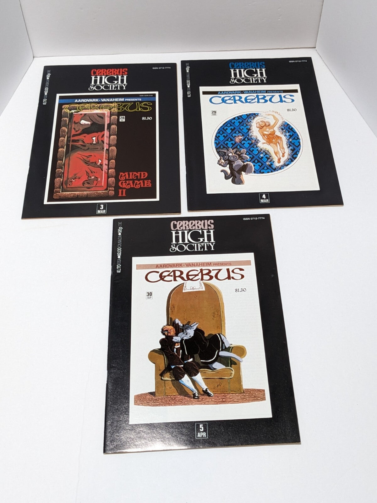 Lot of 3 Cerebus High Society Comics #28, #29, and #30 Aardvark-Vanaheim