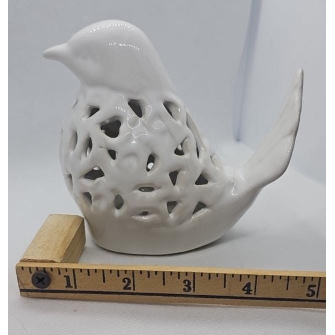 White Porcelain Bird Figurine – 4.5" x 5" Home Décor Accent