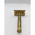 Vintage STAR Gold Tone Safety Razor Textured Handle