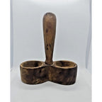Vintage Wooden Salt & Pepper Holder Rustic Farmhouse Kitchen Stand