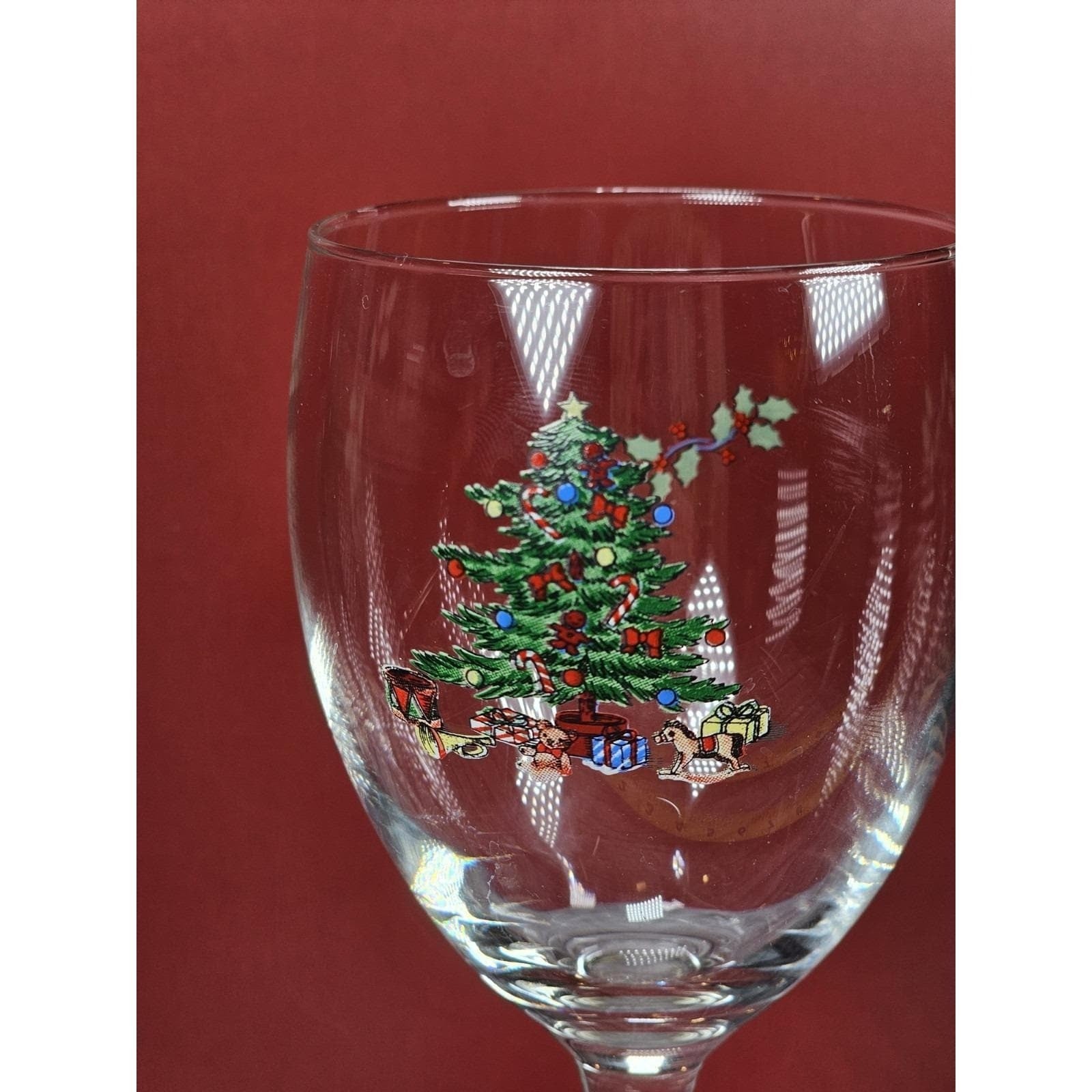 Vintage Tienshan Holiday Hostess Christmas Tree Wine Glass 7.25"
