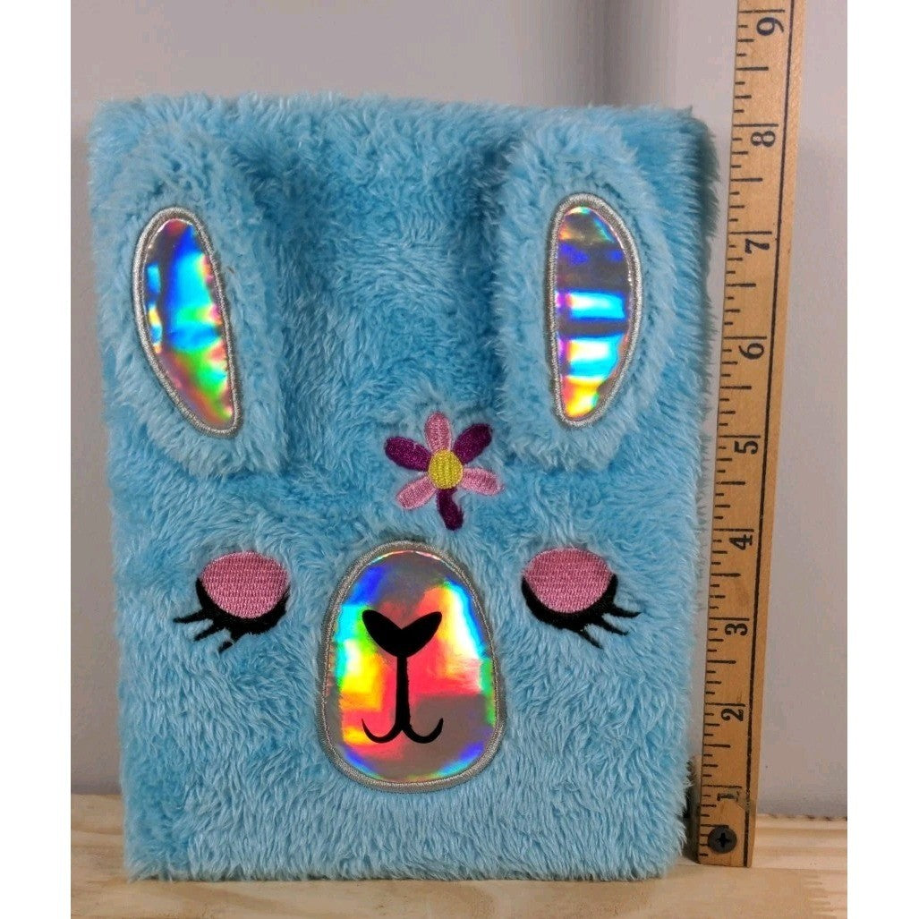 Blue Fuzzy Llama Journal – Plush Notebook – 80 Pages – Kids Cute Stationery
