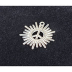 Vintage Peace Sign Sunburst Pendant Silver Tone Charm