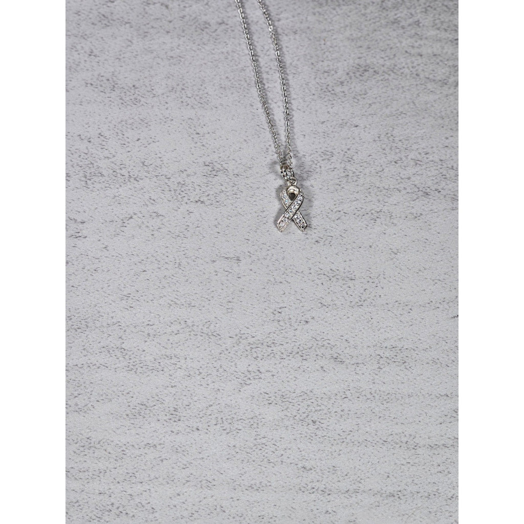 Vintage Sterling Silver Ribbon Pendant Necklace Small Charm