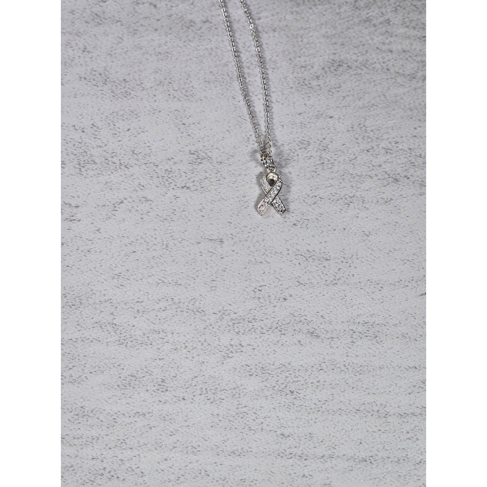 Vintage Sterling Silver Ribbon Pendant Necklace Small Charm
