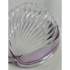 Vintage Ribbed Glass Bowl Purple Satin Edge Serving Dish
