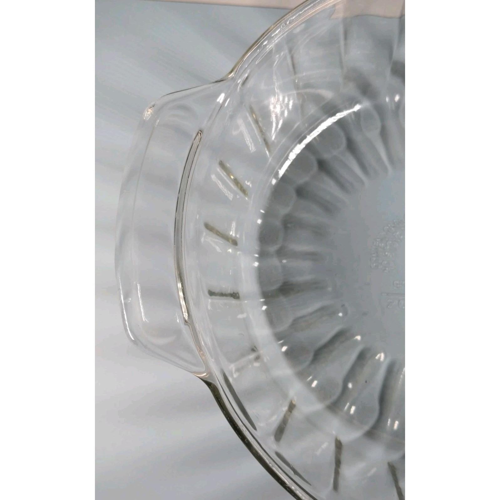 Vintage Clear Glass Handled Bowl Ribbed Glass Serving Bowl