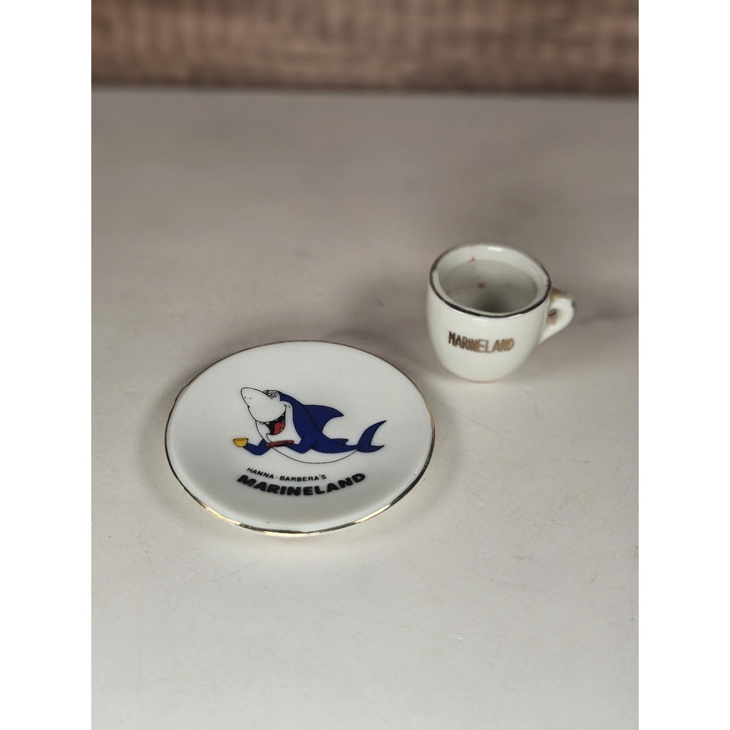 Vintage Hanna Barbera Marineland Mini Cup Saucer Shark Souvenir