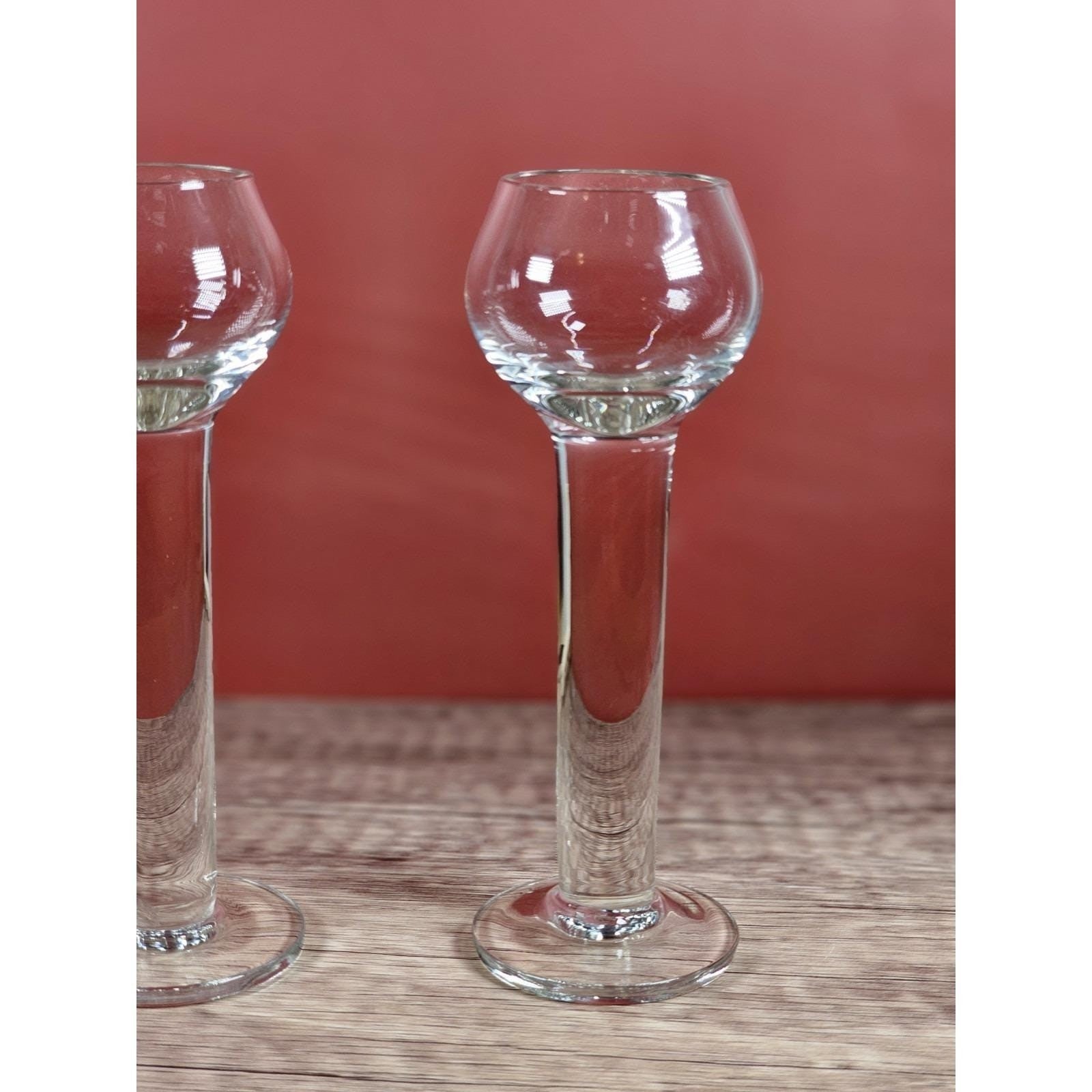 Vintage Crystal Liqueur Shot Glasses Set of 3 Pillar Stem Barware