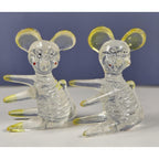 Vintage Lucite Mouse Figurines Clear Yellow Hong Kong